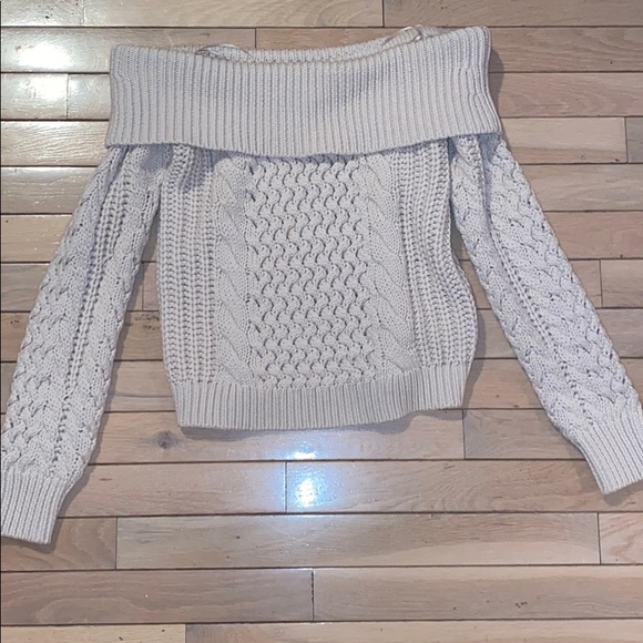 Intermix off the shoulder wool knitted sweater - Picture 1 of 7